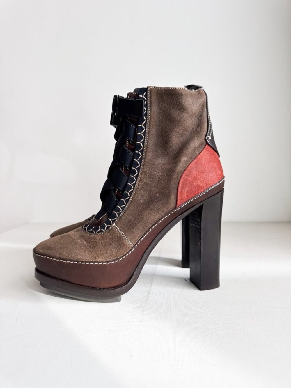Rag and Bone Multicolor Block Heel Lace up Booties 39 - Picture 7 of 10
